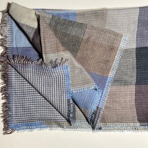 Sciarpa Silk/Cotton Checked Double Side Wrap Pashmina Scarf Italy